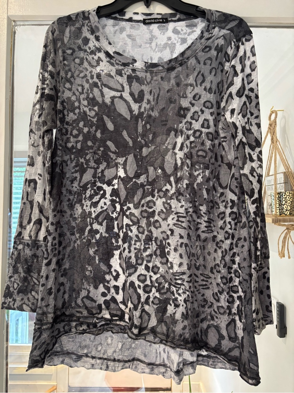 David Cline Black & Gray Animal-Print Long Sleeve Tee